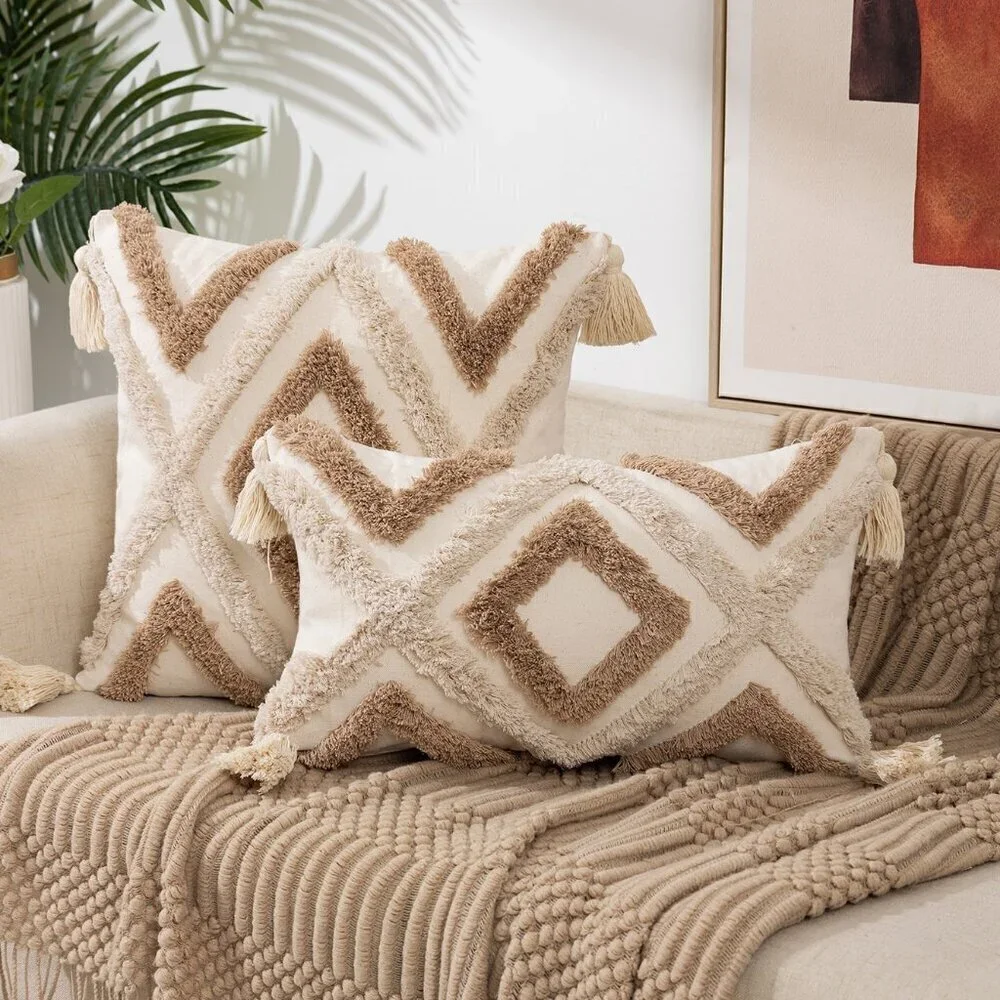 Multicolor Creative Soft Plush Tassel Throw Pillow Cover